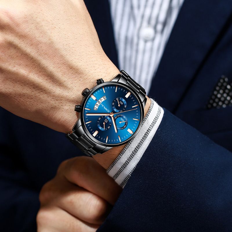 Montre À Quartz Pour Homme Avec Bracelet En Acier Et Chronographe À La Mode