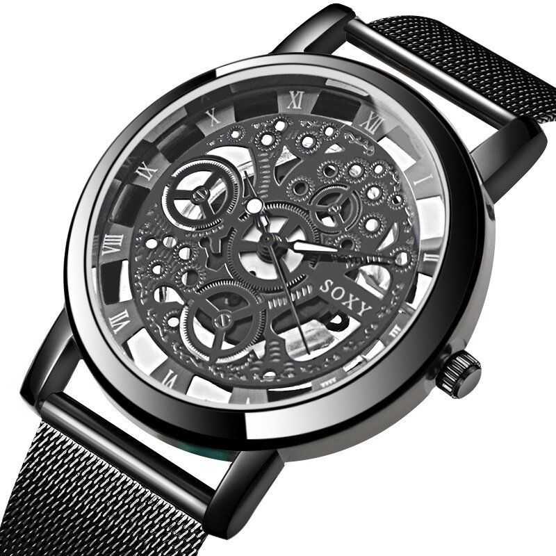 Montre À Quartz Pour Homme Avec Cadran Creux Et Bracelet En Acier Inoxydable