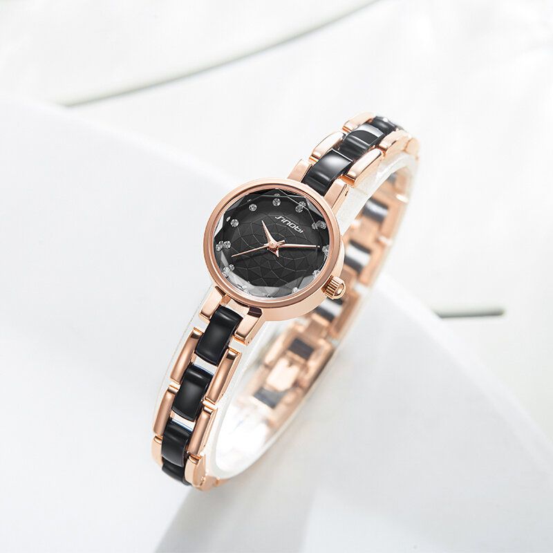 Montre À Quartz Simple À Trois Broches Avec Diamants En Cristal Pour Femme