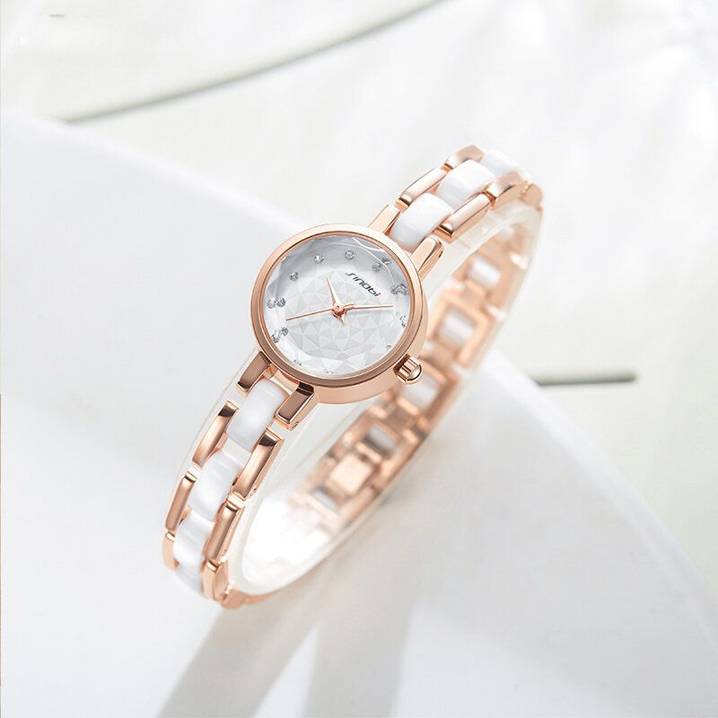 Montre À Quartz Simple À Trois Broches Avec Diamants En Cristal Pour Femme