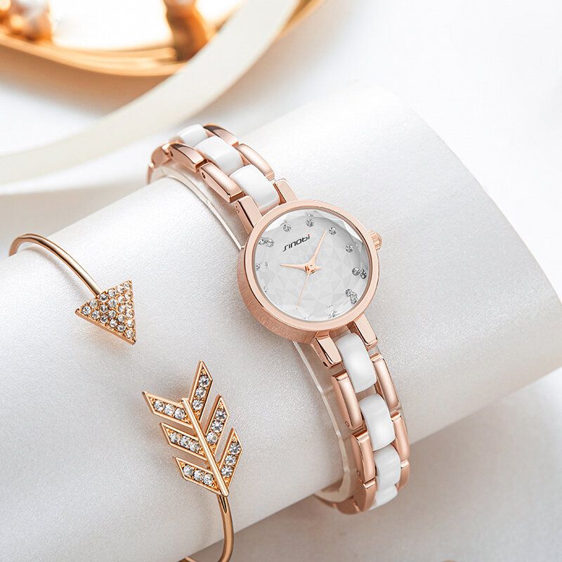 Montre À Quartz Simple À Trois Broches Avec Diamants En Cristal Pour Femme