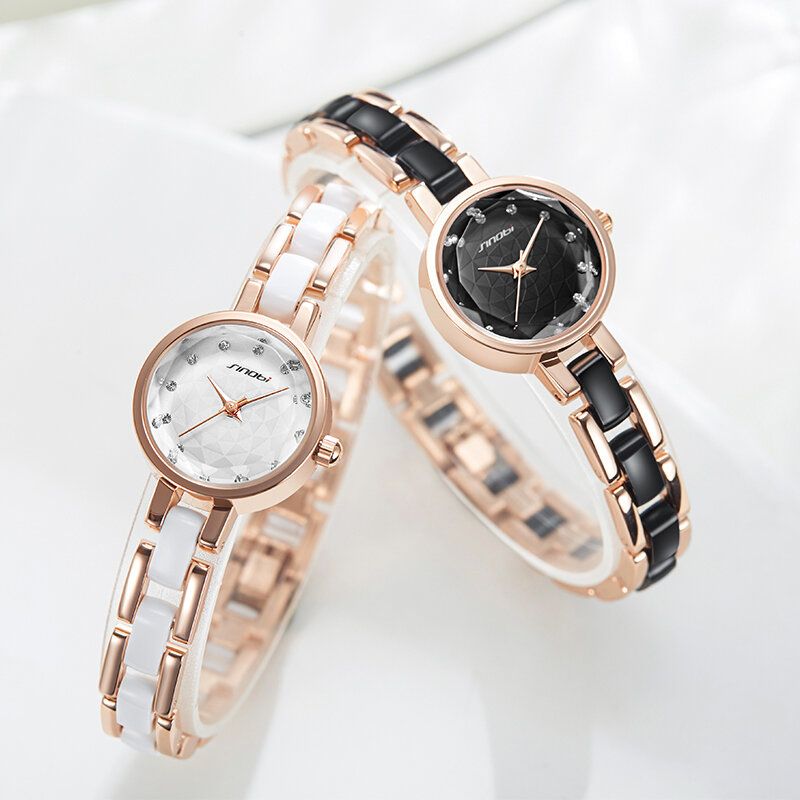 Montre À Quartz Simple À Trois Broches Avec Diamants En Cristal Pour Femme