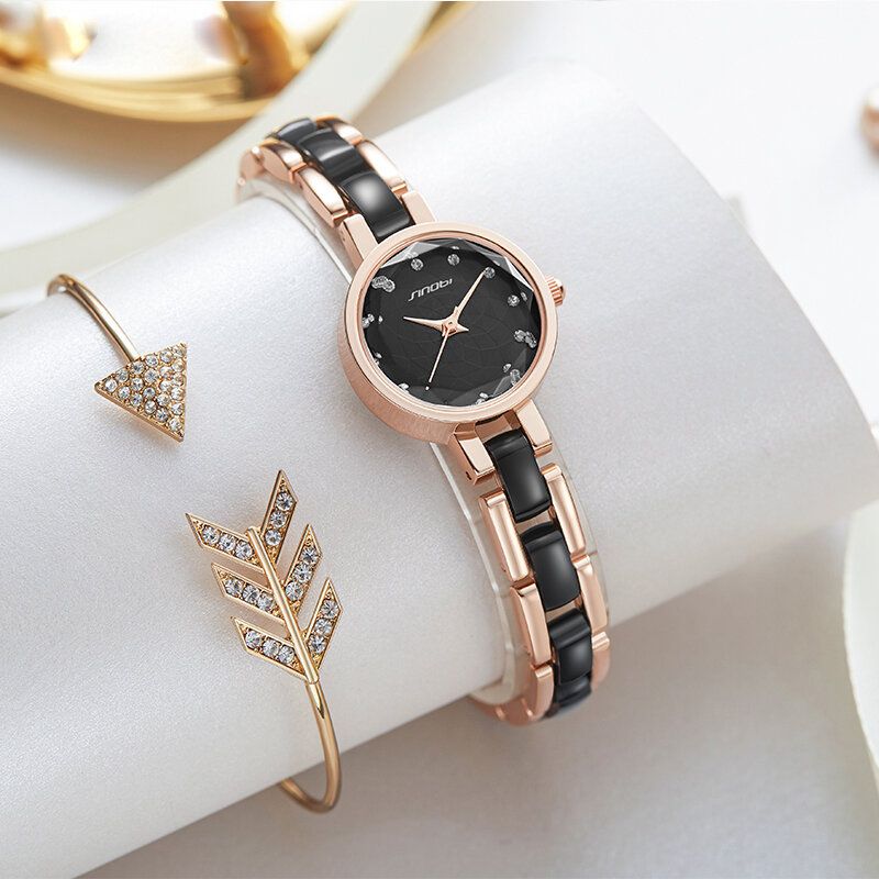 Montre À Quartz Simple À Trois Broches Avec Diamants En Cristal Pour Femme