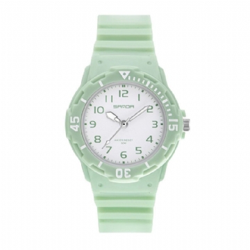 Montre À Quartz Ultra Légère Pour Femme Avec Bracelet En Silicone De Couleur Fraîche