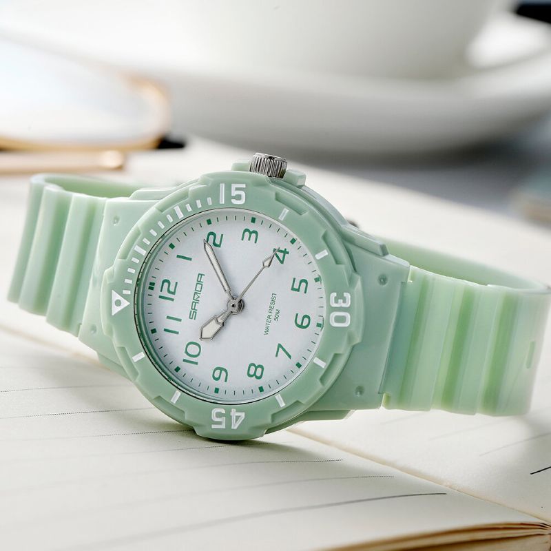 Montre À Quartz Ultra Légère Pour Femme Avec Bracelet En Silicone De Couleur Fraîche