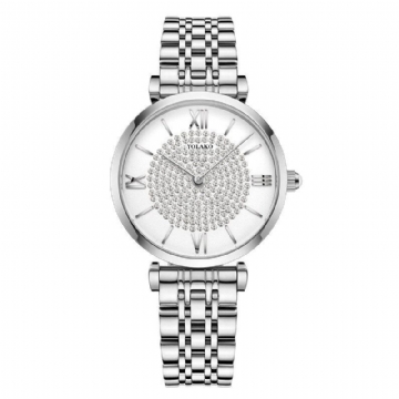 Montres Élégantes À La Mode Pour Femmes Chiffres Romains Strass Cadran Montres À Quartz