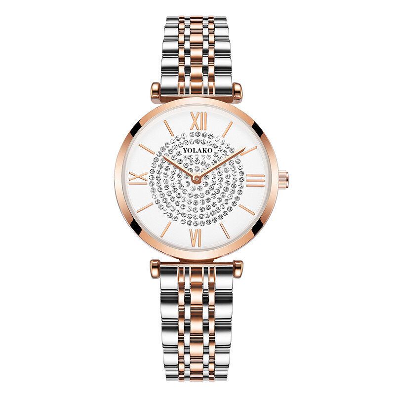 Montres Élégantes À La Mode Pour Femmes Chiffres Romains Strass Cadran Montres À Quartz