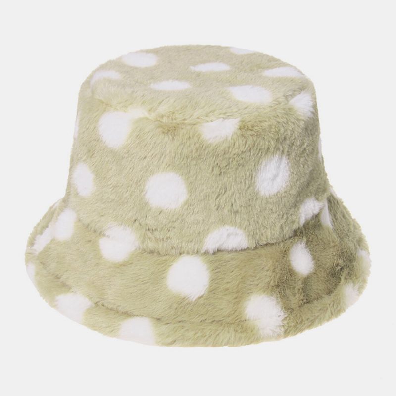 Motif De Pois Colorés En Poil De Lapin Unisexe Plus Épaissir Chaud Coupe-vent Doux All-match Travel Bucket Hat