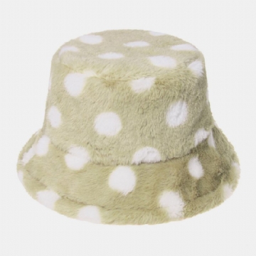 Motif De Pois Colorés En Poil De Lapin Unisexe Plus Épaissir Chaud Coupe-vent Doux All-match Travel Bucket Hat