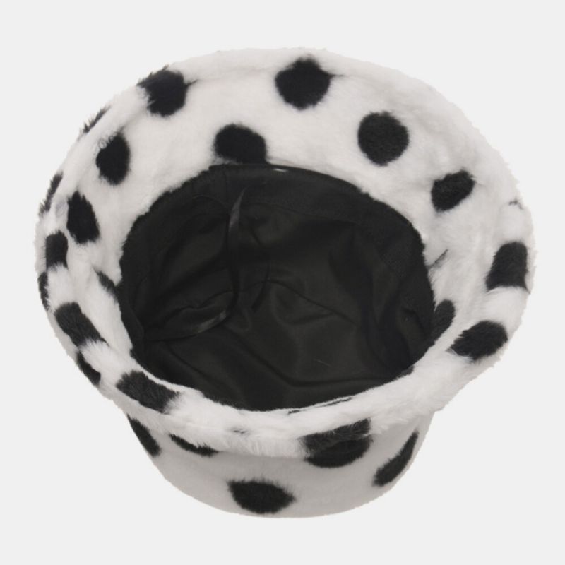 Motif De Pois Colorés En Poil De Lapin Unisexe Plus Épaissir Chaud Coupe-vent Doux All-match Travel Bucket Hat