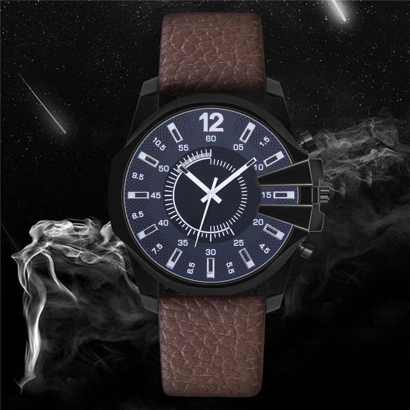 Multifonctionnel Vintage Calendrier Décontracté Pu Bracelet En Cuir Étanche Hommes Montre À Quartz