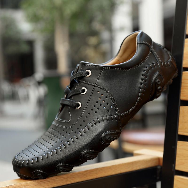 Oxfords Décontractés Antidérapants En Cuir De Vachette Pour Hommes