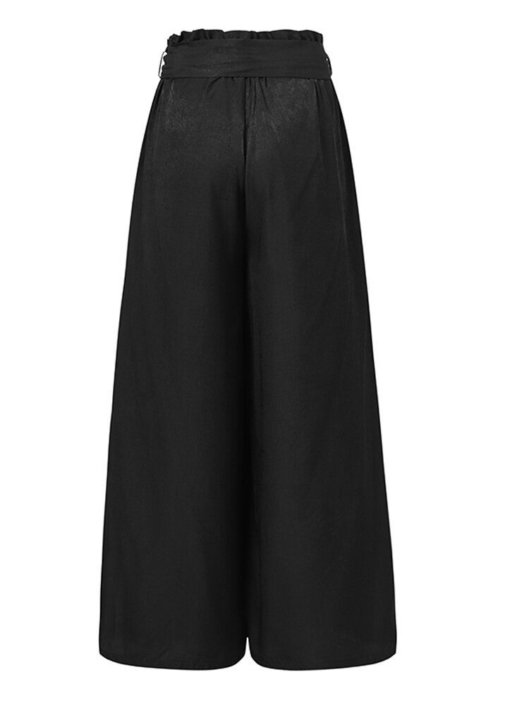 Pantalon 100% Polyester Avec Poches Latérales Plissées Pour Femme