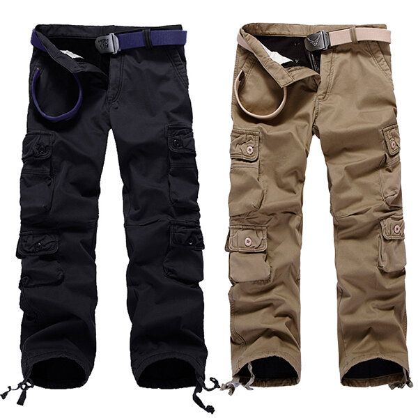 Pantalon Cargo Épais En Coton Doublé Polaire Pour Homme