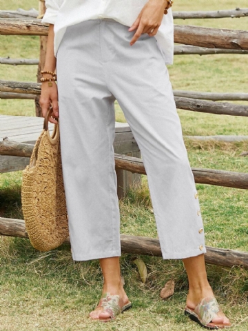 Pantalon Décontracté Ample Avec Poche Boutonnée À Rayures Pour Femmes