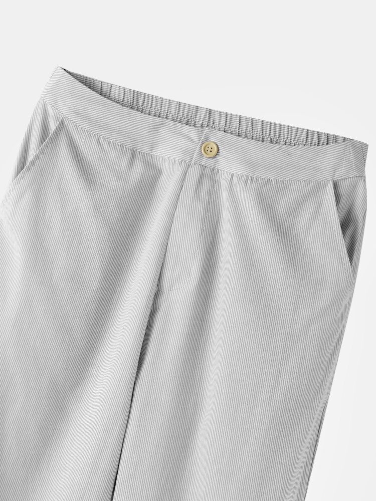 Pantalon Décontracté Ample Avec Poche Boutonnée À Rayures Pour Femmes