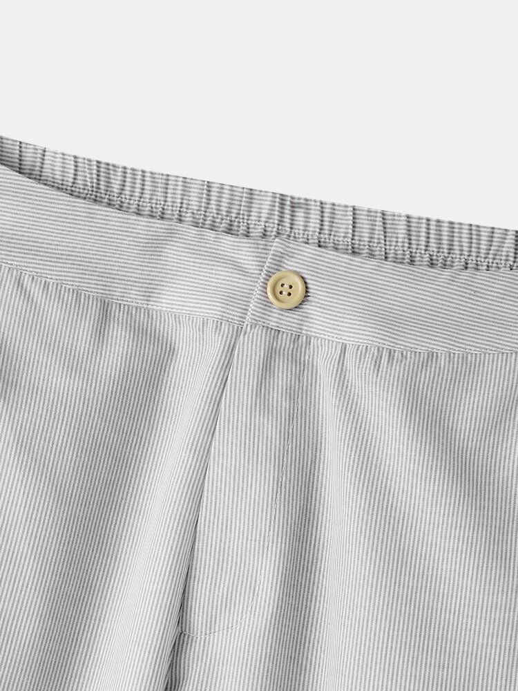 Pantalon Décontracté Ample Avec Poche Boutonnée À Rayures Pour Femmes