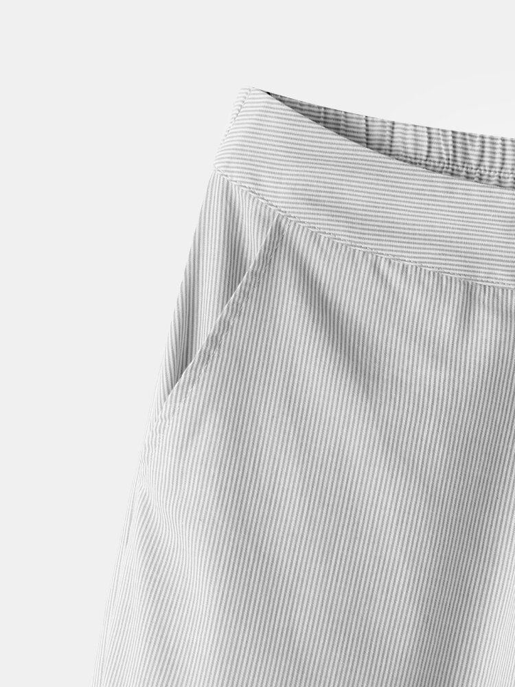 Pantalon Décontracté Ample Avec Poche Boutonnée À Rayures Pour Femmes