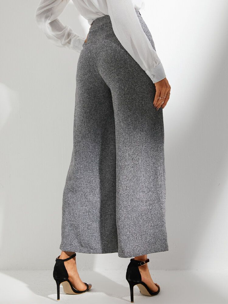 Pantalon Décontracté Ample À Taille Haute Et Bouton Latéral De Couleur Unie Pour Femme