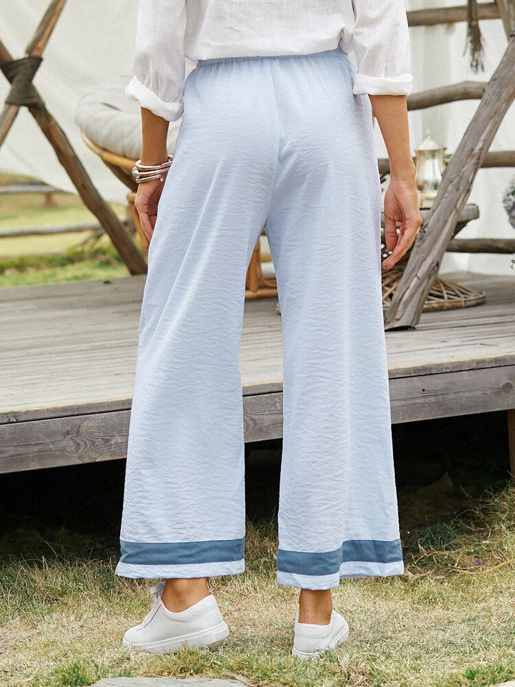 Pantalon Décontracté À Jambe Large Avec Cordon De Serrage Pour Femmes Avec Poche