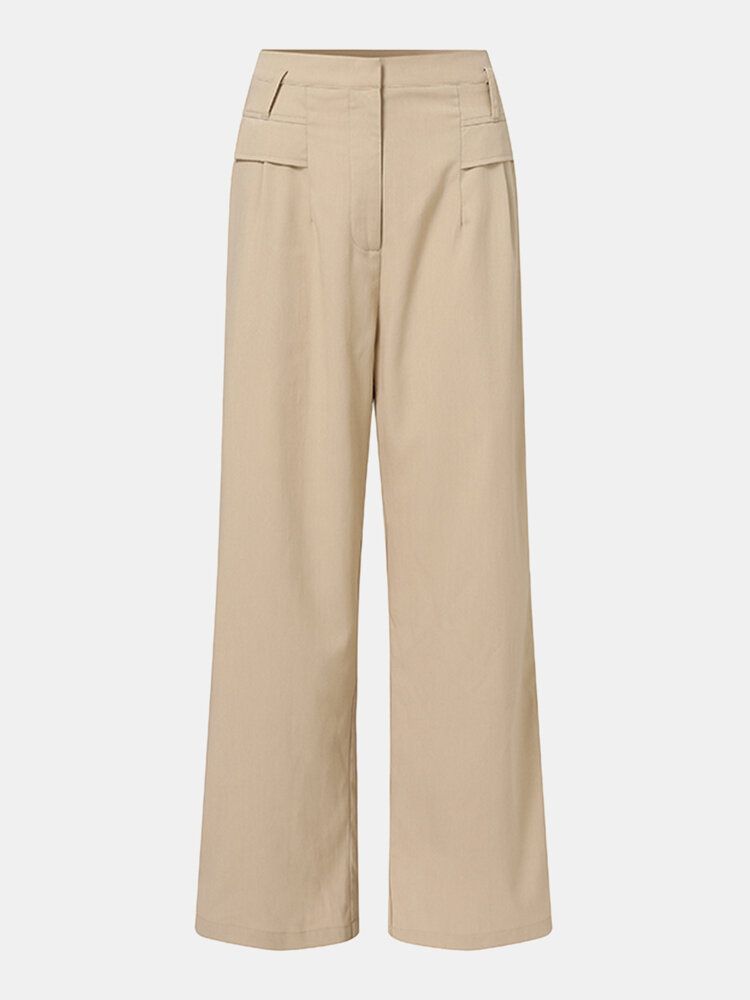 Pantalon Décontracté Taille Haute À Fermeture Éclair Pour Femme Avec Poche