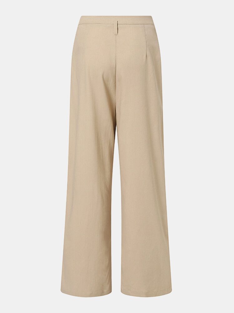 Pantalon Décontracté Taille Haute À Fermeture Éclair Pour Femme Avec Poche