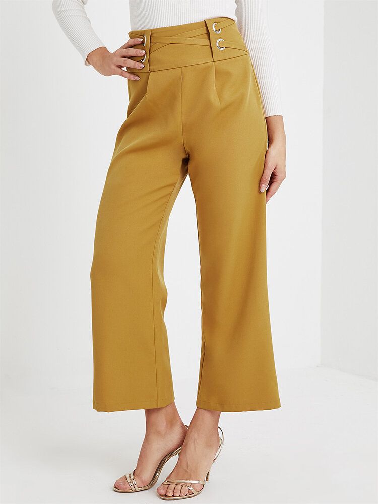 Pantalon Évasé Décontracté Élégant À Taille Moyenne Pour Femme