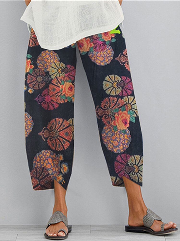 Pantalon Fleuri Avec Poche Et Ourlet Tulipe Pour Femme