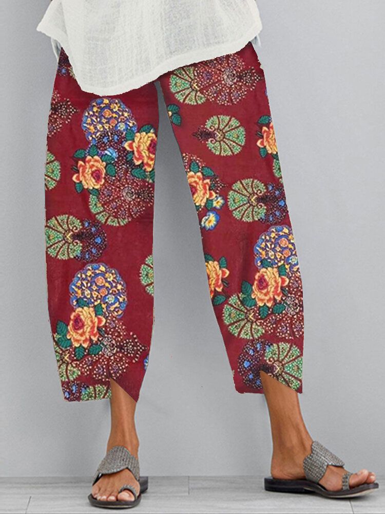 Pantalon Fleuri Avec Poche Et Ourlet Tulipe Pour Femme