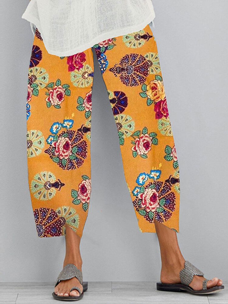 Pantalon Fleuri Avec Poche Et Ourlet Tulipe Pour Femme