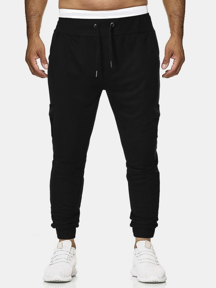 Pantalon De Jogging En Coton À Plusieurs Poches Avec Cordon De Serrage Pour Homme