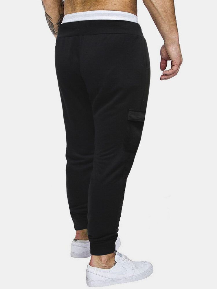 Pantalon De Jogging En Coton À Plusieurs Poches Avec Cordon De Serrage Pour Homme