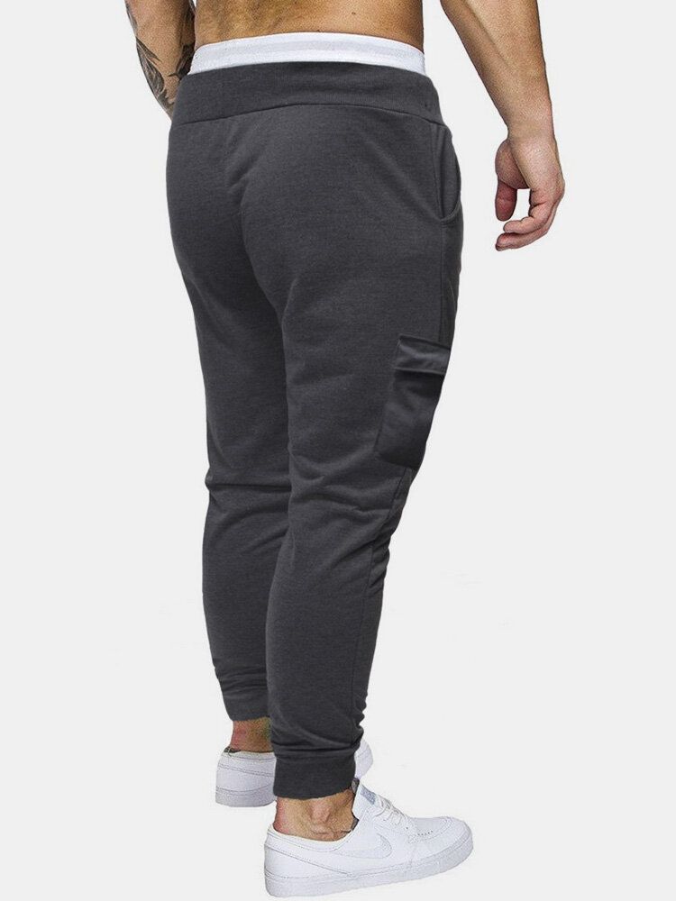 Pantalon De Jogging En Coton À Plusieurs Poches Avec Cordon De Serrage Pour Homme