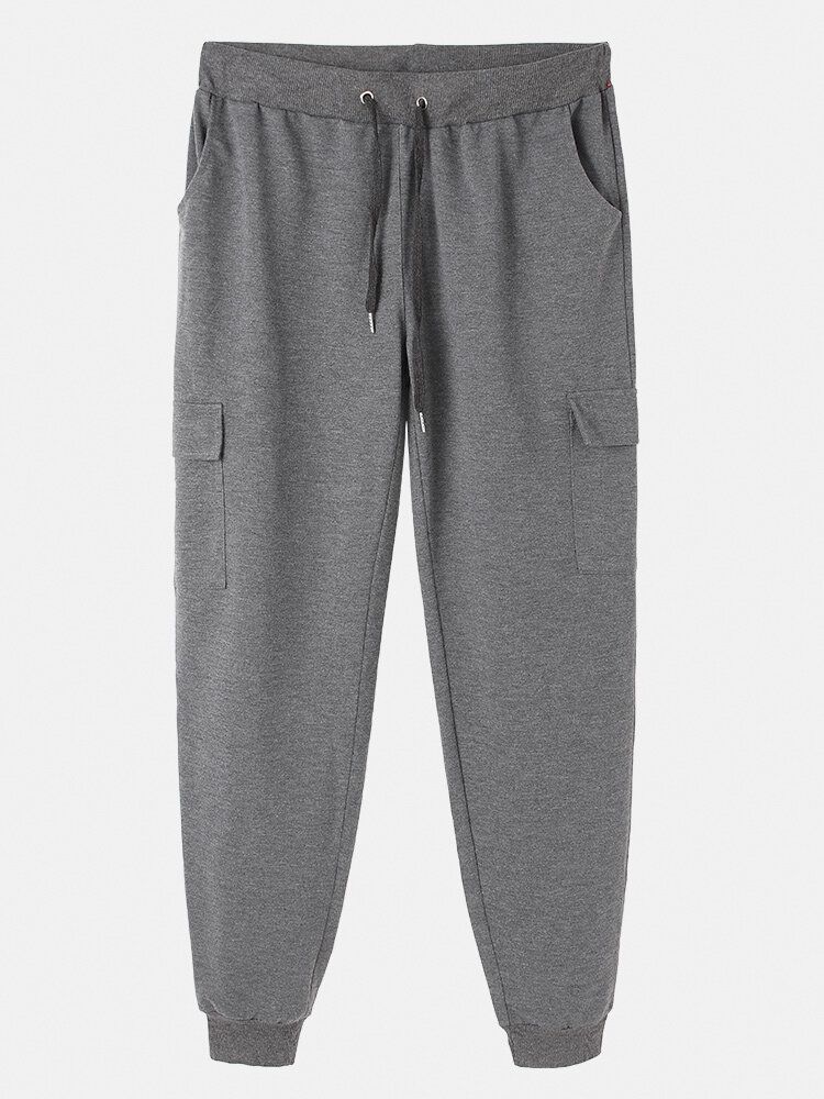 Pantalon De Jogging En Coton À Plusieurs Poches Avec Cordon De Serrage Pour Homme