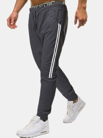 Pantalon De Jogging Décontracté En Coton À Rayures Latérales Pour Hommes