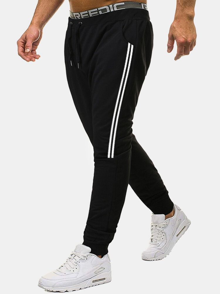 Pantalon De Jogging Décontracté En Coton À Rayures Latérales Pour Hommes