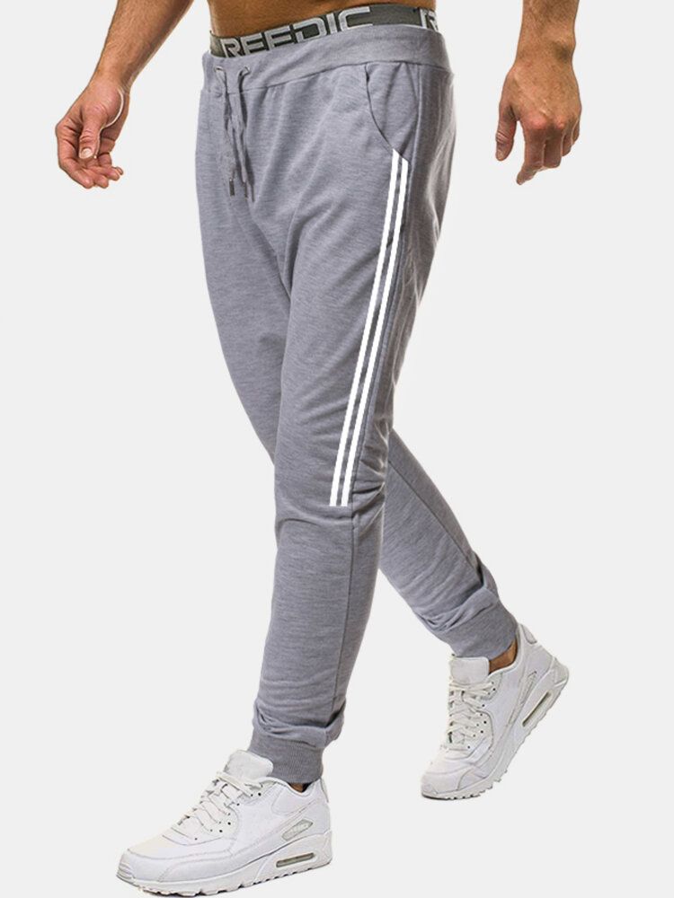 Pantalon De Jogging Décontracté En Coton À Rayures Latérales Pour Hommes