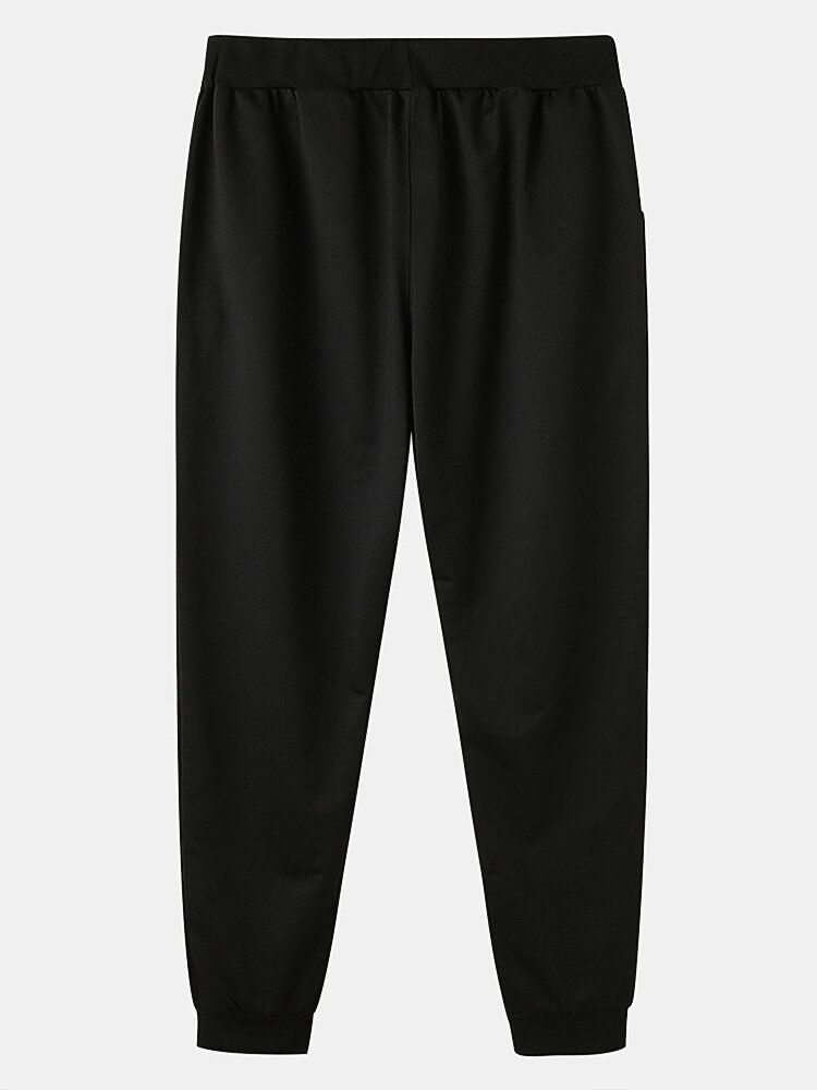 Pantalon De Jogging Sport En Coton Noir Avec Cordon De Serrage Pour Homme