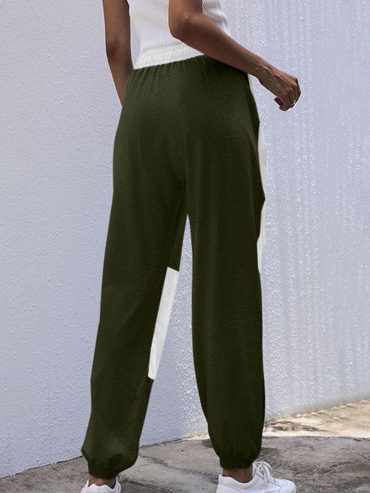 Pantalon De Jogging À La Taille Avec Cordon De Serrage Pour Femme Avec Bloc De Couleur Et Poche