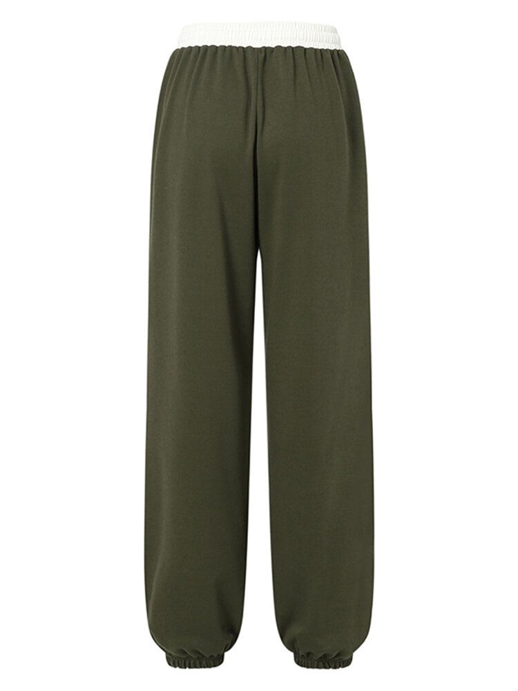 Pantalon De Jogging À La Taille Avec Cordon De Serrage Pour Femme Avec Bloc De Couleur Et Poche