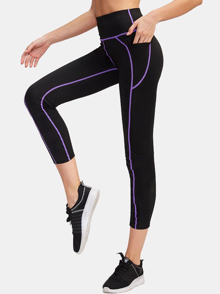 Pantalon Noir Taille Haute Mince Avec Poche Pour Femme