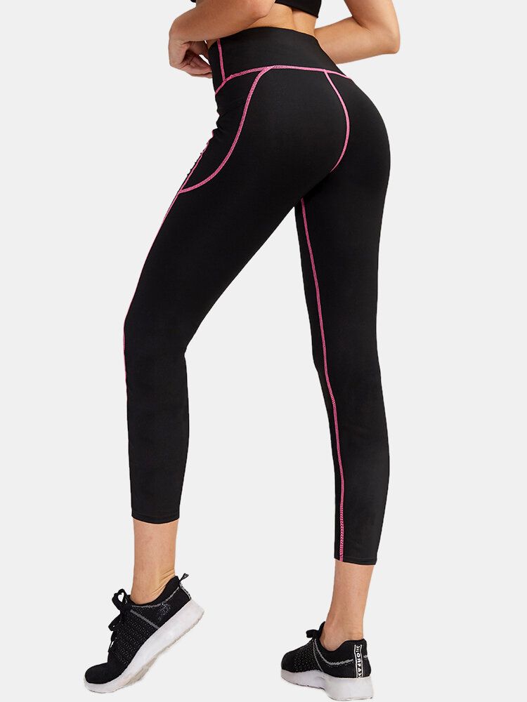 Pantalon Noir Taille Haute Mince Avec Poche Pour Femme