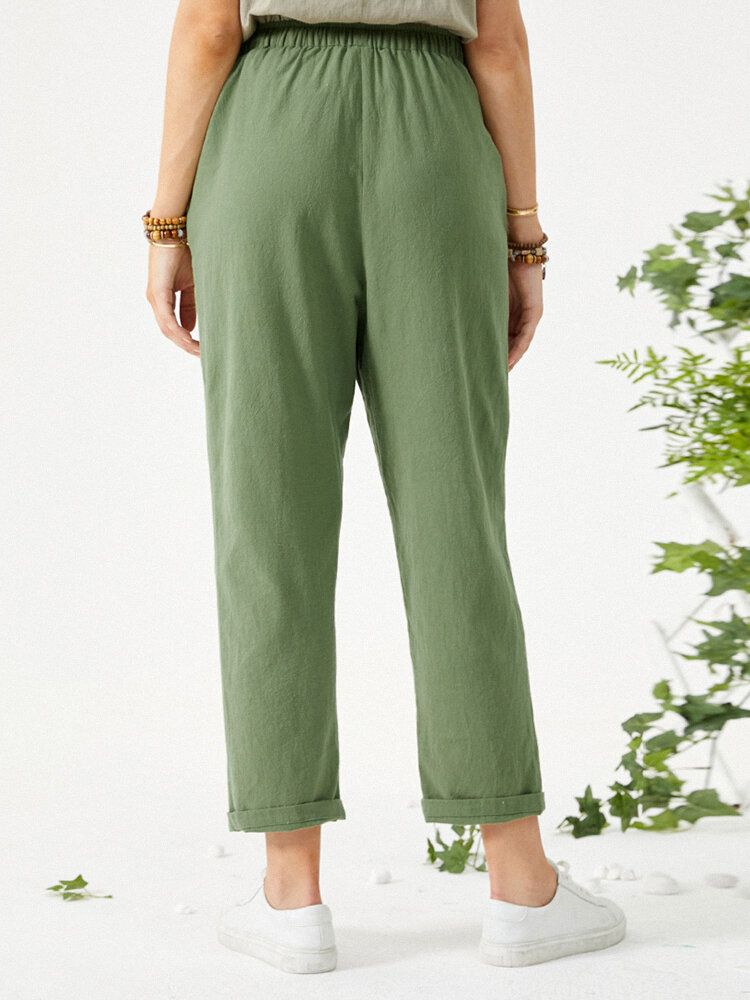 Pantalon Uni À Cordon De Serrage Avec Poche Pour Femme