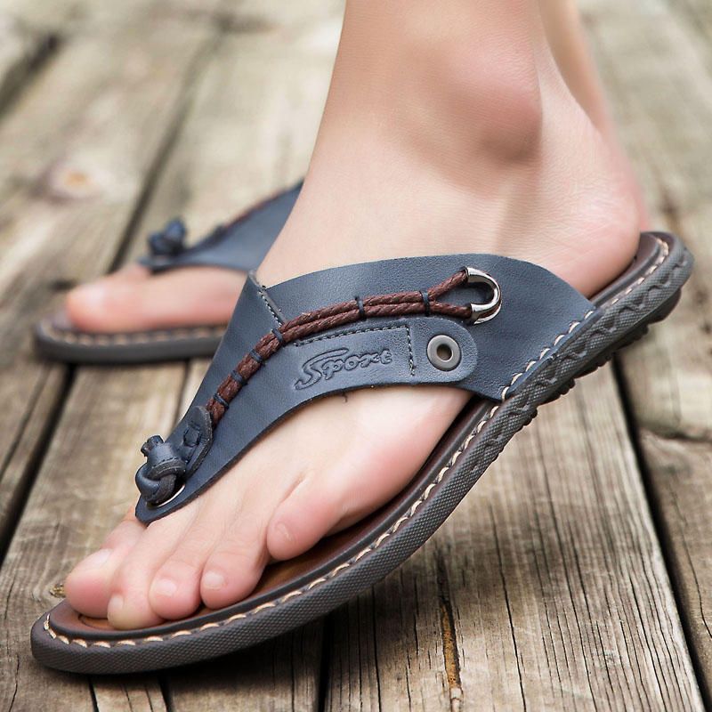 Pantoufles En Cuir Véritable Pour Hommes