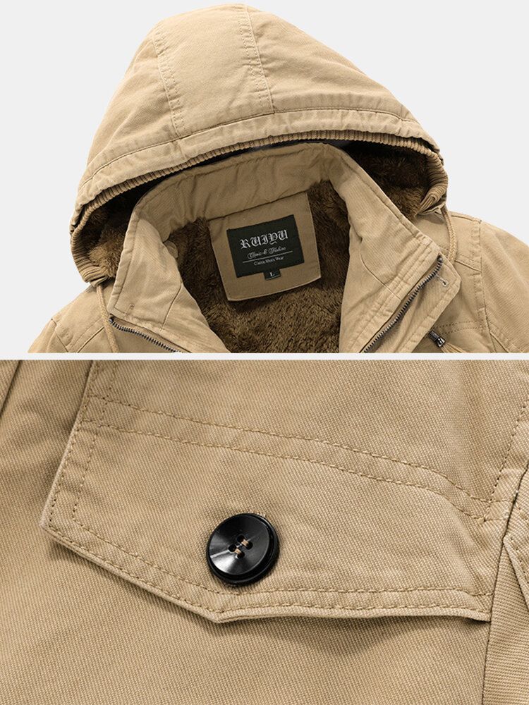 Parkas À Capuche En Coton Décontracté À Plusieurs Poches Pour Hommes