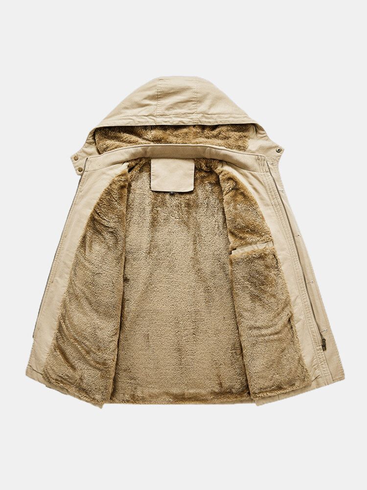 Parkas Chaudes En Coton Épais Doublées De Polaire Pour Hommes Avec Capuche Amovible