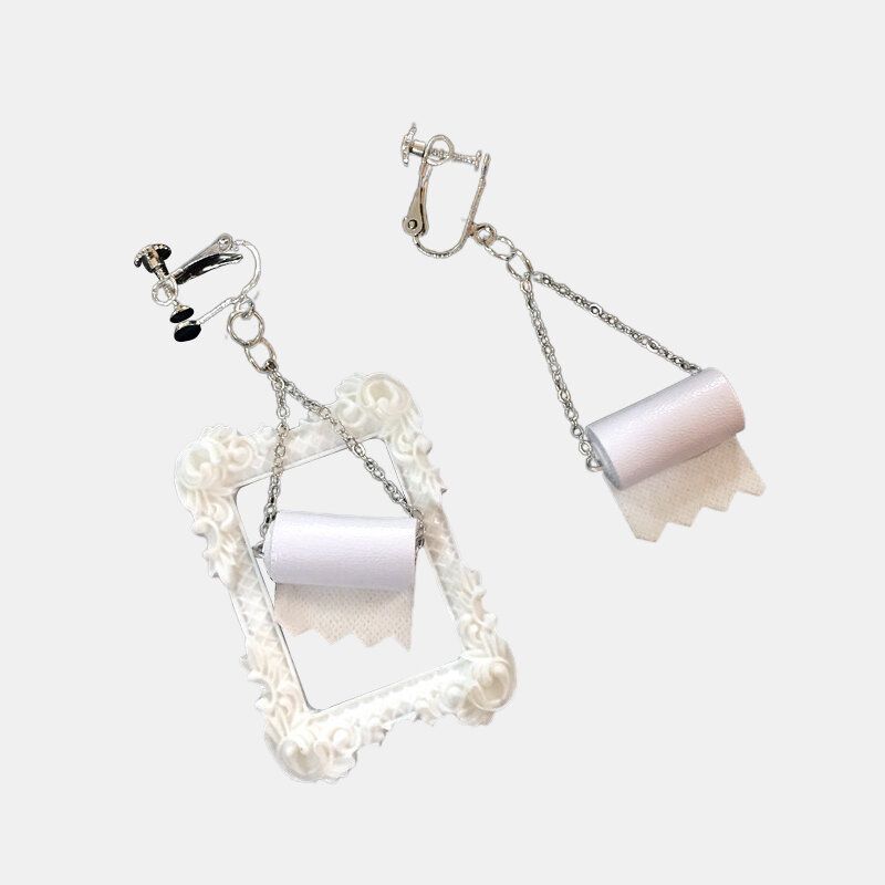 Personnalité Papier Toilette Rouleau Boucle D'oreille Rouleau Papier Oreille Crochet Drôle Papier Toilette Oreille Clip