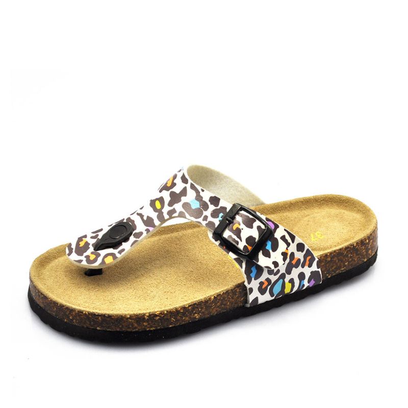 Plus Size Women Casual Soft Sole Tongs Impression Beach Cork Sandals