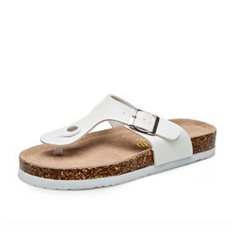 Plus Size Women Casual Soft Sole Tongs Impression Beach Cork Sandals