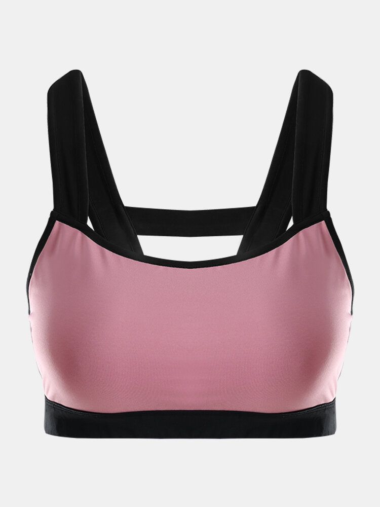 Plus Size Women Sport Contrast Color Quick Dry Workout Fitness Bra